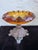 1920s Antique Amber Glass Compote on Ornate Cast Metal Base, C. 1900–1920 For Sale - Image 5 of 10