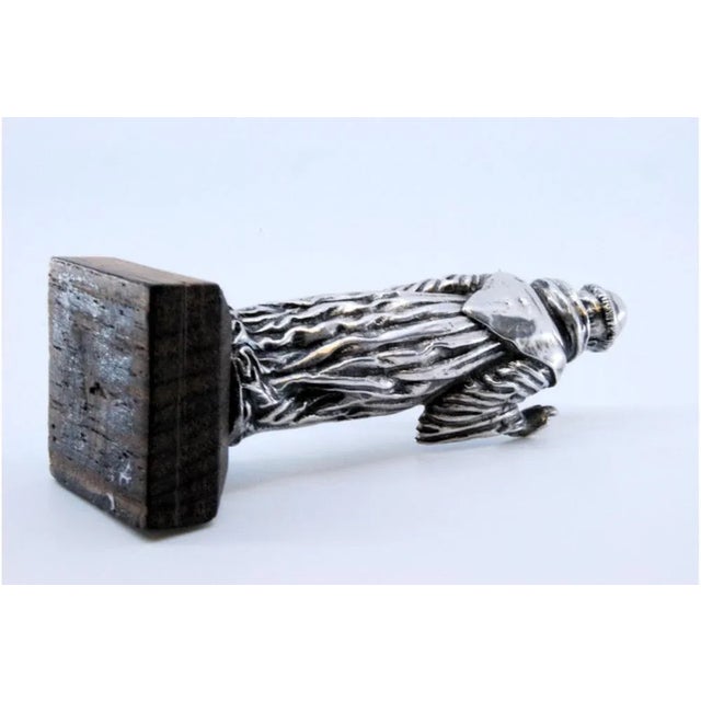 Silver Statuette of Saint Anthony with Wooden Base For Sale - Image 4 of 10