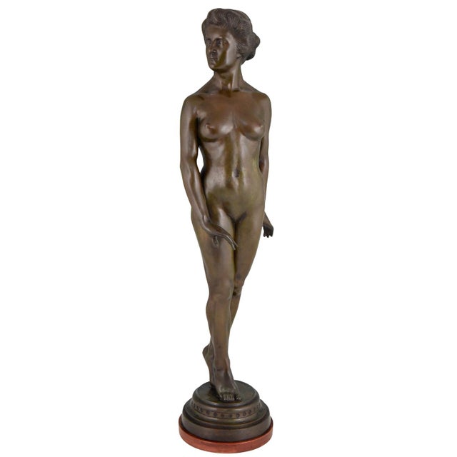 Art Deco Bronze Sculpture of a Standing Nude by Wilhelm Oskar Prack, 1930s For Sale - Image 9 of 9