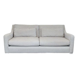 Crate and Barrel 3-Seat Modern Sofa in Light Herringbone Fabric For Sale