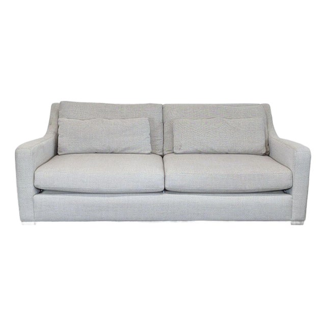 Crate and Barrel 3-Seat Modern Sofa in Light Herringbone Fabric For Sale