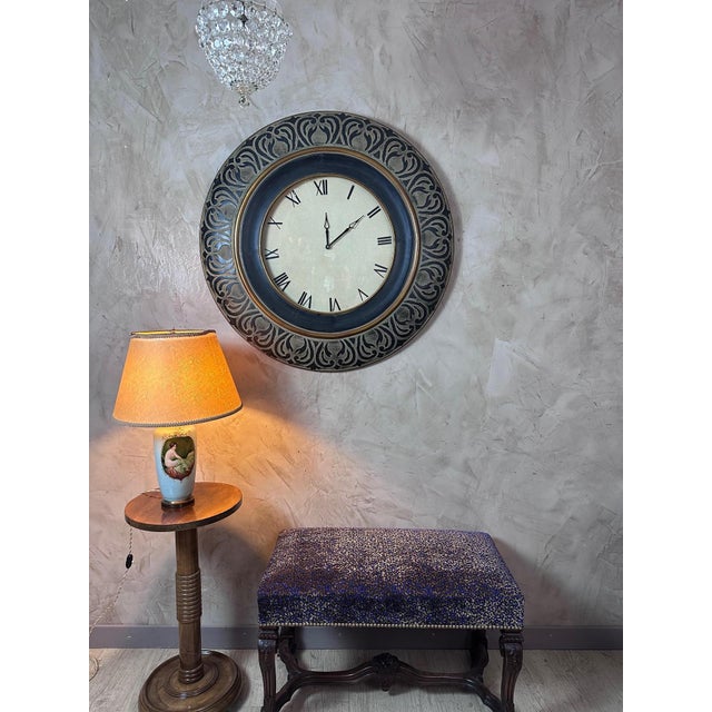 Large Vintage Wooden Clock, 2000s For Sale - Image 4 of 10