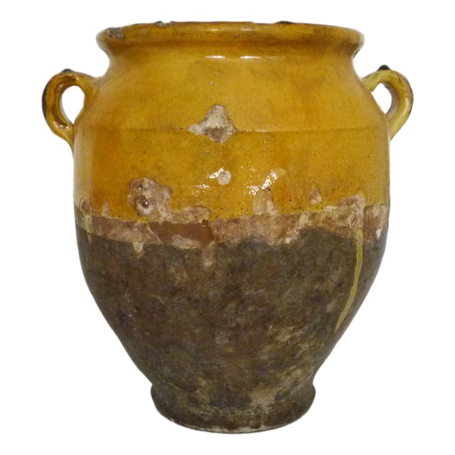 Antique Glazed Yellow Preserve Jar, 1800s For Sale