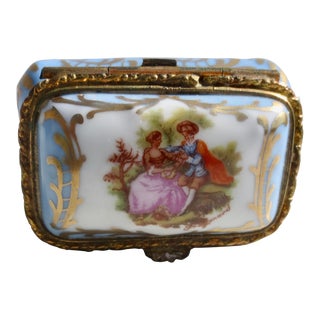 Limoge Enamel Porcelain Ring Box for Calvaire Circa 50s For Sale