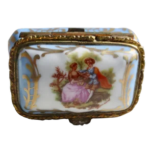 Limoge Enamel Porcelain Ring Box for Calvaire Circa 50s