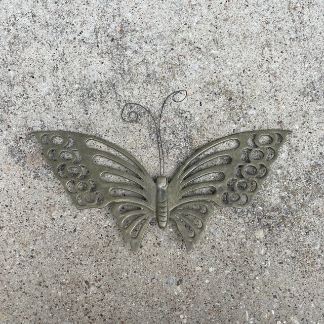 Brass wall hanging butterfly. Excellent patina.