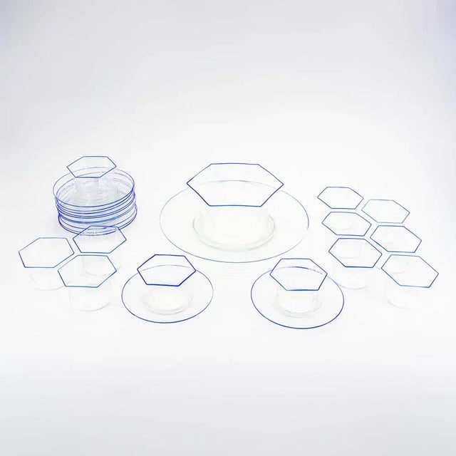 Blue Ice Cream Service by Carlo Scarpa for Venini, 1920s, Set of 26 For Sale - Image 8 of 8