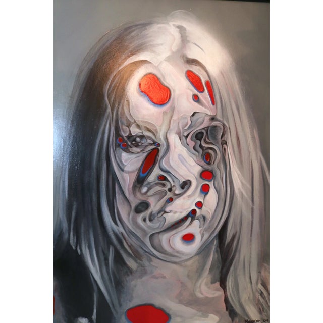 Huge Original 2009 Buddy Nestor Pop Surrealism Morbid Acrylic Portrait Painting For Sale - Image 4 of 18