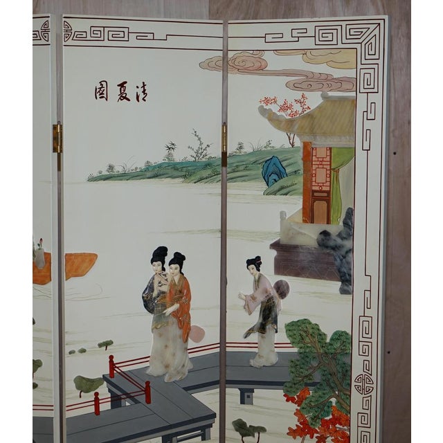 Extremely well made and highly collectable Chinese Export circa 1920’s Hardstone room divider folding screen. A truly...