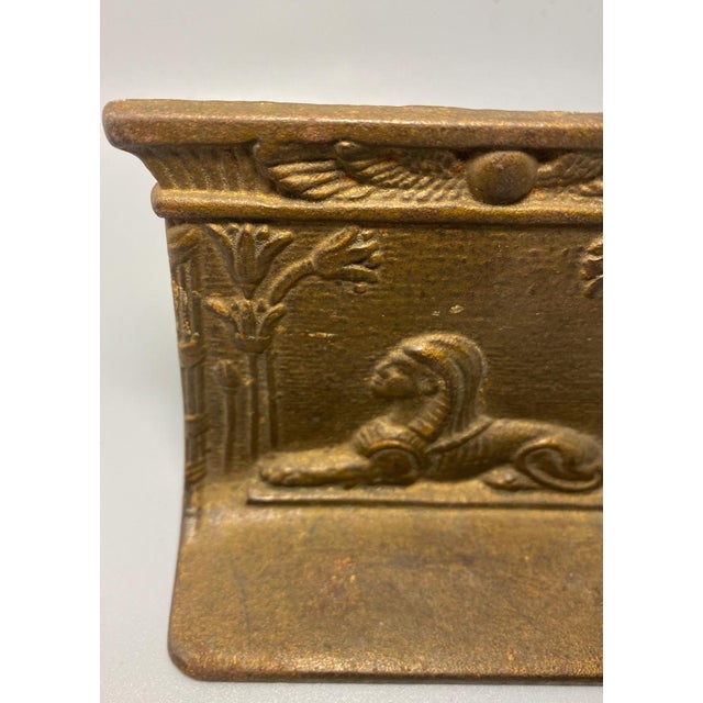 Metal 1920 Bradley Hubbard Egyptian Revival Sphinx Bronze Bookends- Set of 2 For Sale - Image 7 of 7