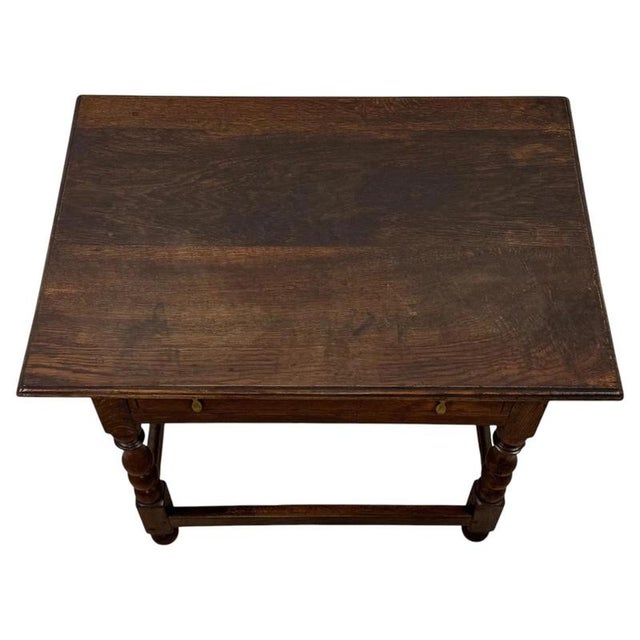 18th Century English Georgian Bobbin-Turned Oak Side Table For Sale - Image 6 of 12