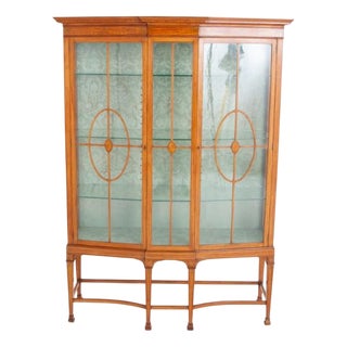 Sheraton Revival Display Cabinet in Satinwood, 1880 For Sale