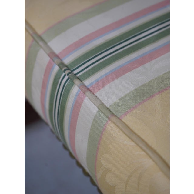 English Regency Six-Leg Mahogany Upholstered Window Bench For Sale - Image 10 of 12