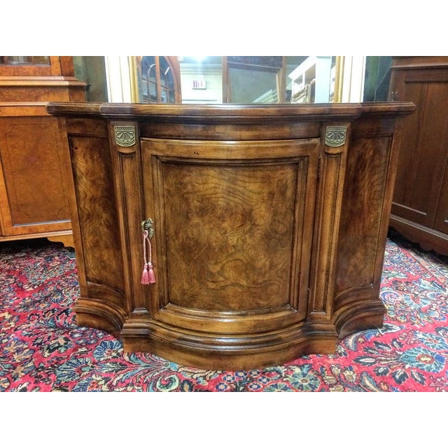 Item: Vintage Burl Walnut Console Cabinet (unmarked). Age & Condition: Circa 1960-1980s. Good, minor signs of age or use....