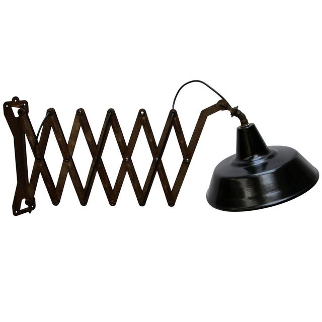 Black Large Mid-Century Black Enamel and Iron Scissor Wall Lamp For Sale - Image 8 of 8
