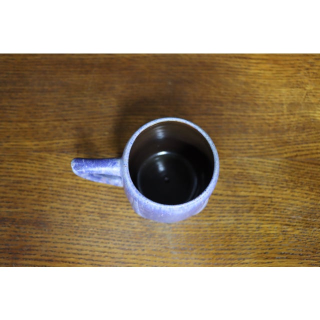 Art Nouveau Early 20th Century Attributed Van Briggle Art Pottery Matte Glaze Mug, Blue-Purple For Sale - Image 3 of 11