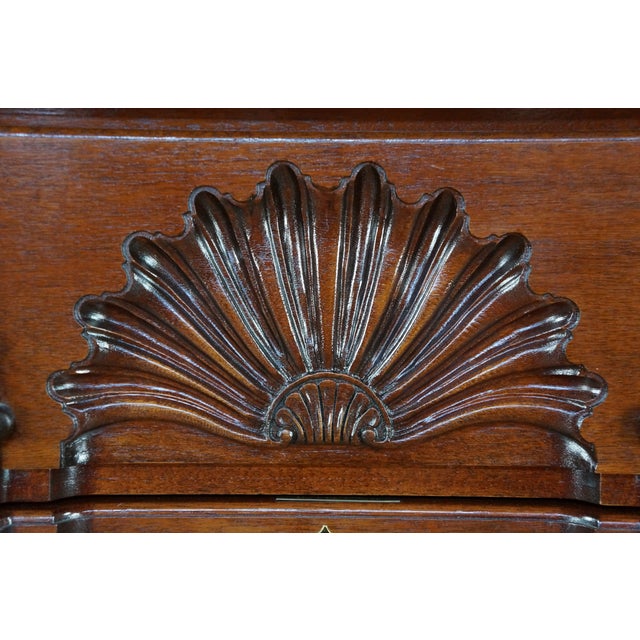 Vintage Chippendale Style Mahogany Shell & Blockfront Highboy Chest on Chest 89" For Sale - Image 16 of 18