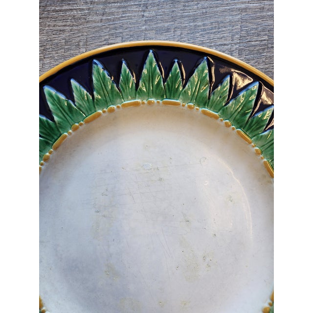 19th C. George Jones Majolica 9" Luncheon/Dessert Plate With Acanthus Border For Sale - Image 13 of 14