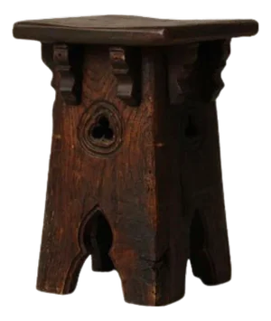 19th Century French Oak Neo Gothic Stool