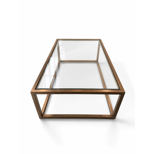 2020s Attributed Arhaus Bronze-Finished Metal and Glass Rectangular Coffee Table For Sale - Image 5 of 11