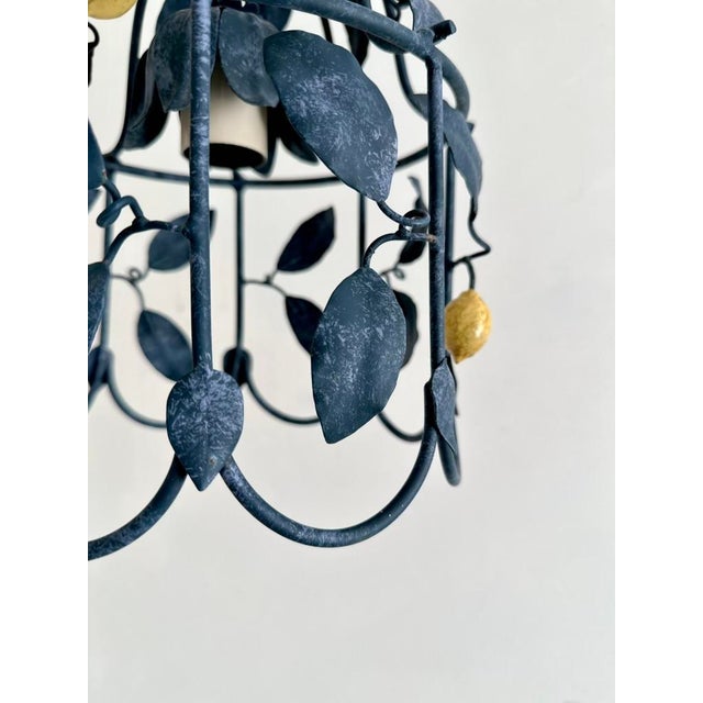 Blue French Tole Cage Chandelier with Lemons from J.P. Ryckaert, 1980s For Sale - Image 8 of 18