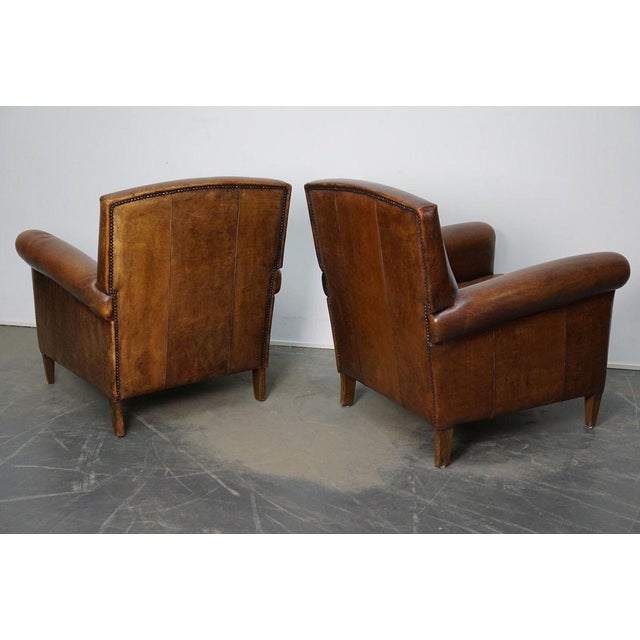 Vintage Dutch Cognac Leather Club Chairs, Set of 2 For Sale - Image 16 of 18