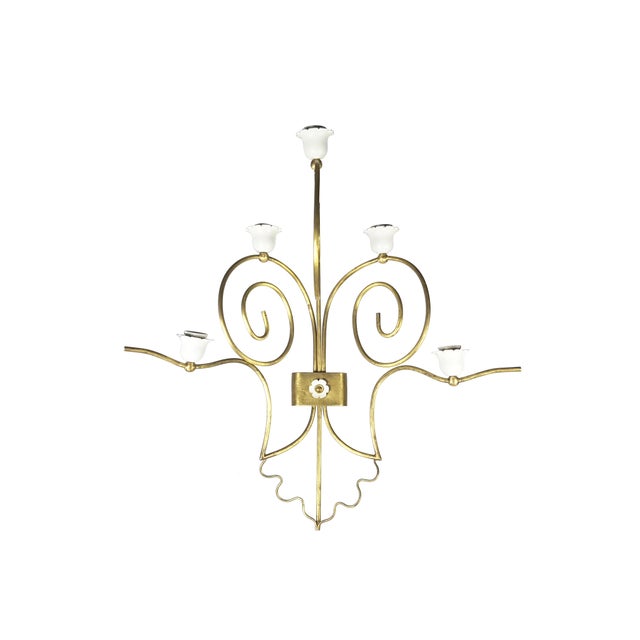 Mid-Century Modern Italian Sconces in White Metal and Brass, Set of 2 For Sale - Image 11 of 18
