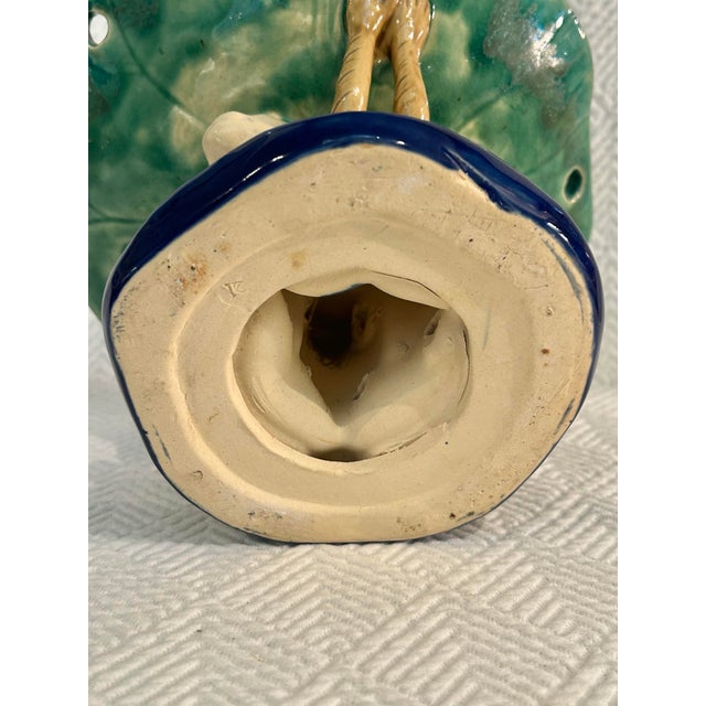 Vintage Majolica Style 3 Monkeys Holding a Lily Pad Compote or Shallow Dish For Sale - Image 9 of 9