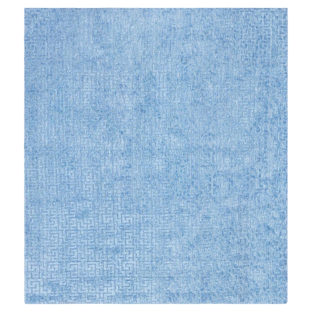 Contemporary Geometric High-low Knotted silk Fragment Rug by Doris Leslie Blau For Sale