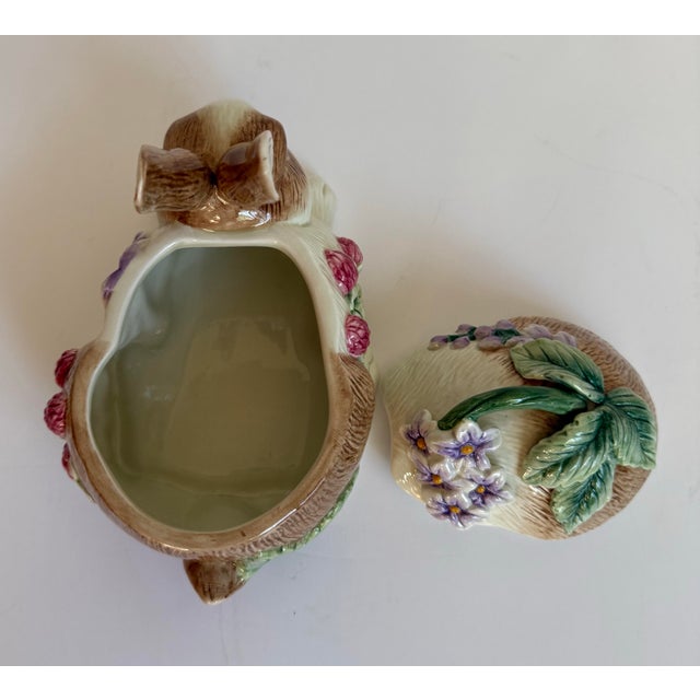 Vintage Fitz and Floyd Figurative Bunny Rabbit Lidded Ceramic Dish For Sale - Image 11 of 12