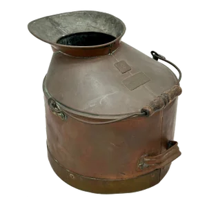 Antique American Copper & Brass Dairy Farm 2 Gallon Milk Measure Bucket With Ohio Maker & Patent 1898 Label