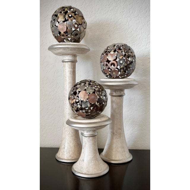 Circa 1970 Jaru Earthenware Column Pedestal-Style Candleholders - Set of 3 For Sale - Image 12 of 14