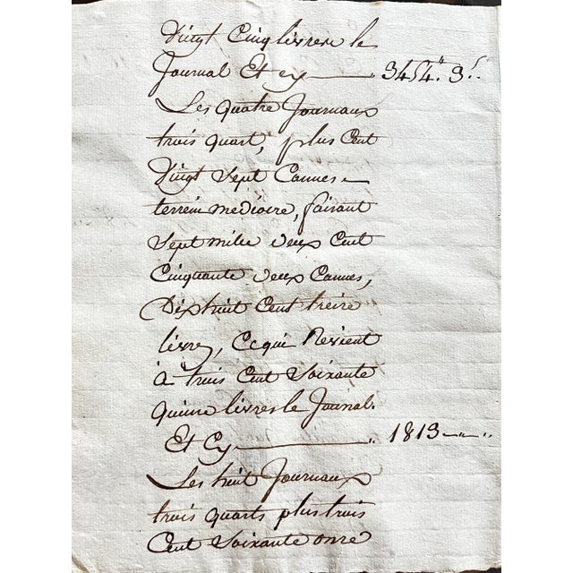 Glass Antique Early 19th Century French Vineyard Calligraphy Contract on Parchment in Floating Frames - a Pair For Sale - Image 7 of 10