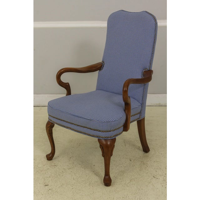 Fairfield Blue Print Upholstered Open Armchair For Sale - Image 13 of 13
