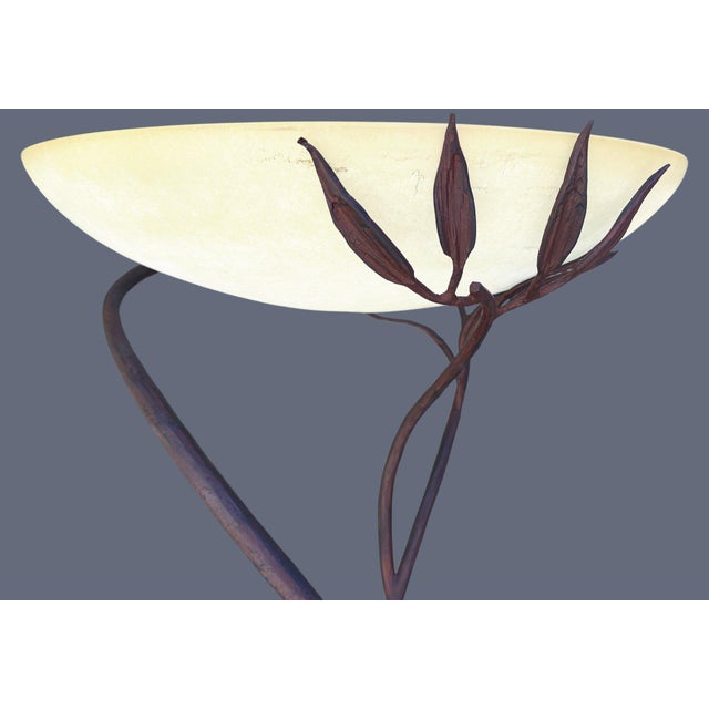 Pair of wonderful "Olivia" floor lamps with orignial shades attributed to Jean Clude Mahey. Made of painted wrought iron...