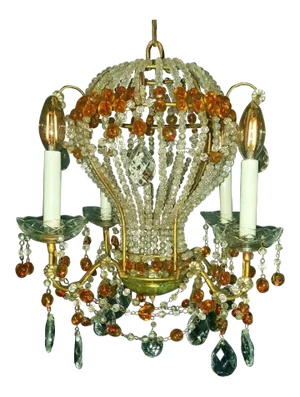Maison Bagues Paris Hollywood Regency Beaded Hot Air Balloon Chandelier