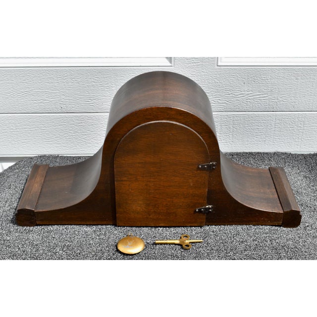 Mahogany Seth Thomas Clock Plymouth Tambour Mantel Mechanical Chime Run 30's For Sale - Image 14 of 17