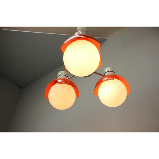 Czechoslovak Space Age Orange and Opaline Glass Chandelier from Napako, 1970s For Sale - Image 16 of 17
