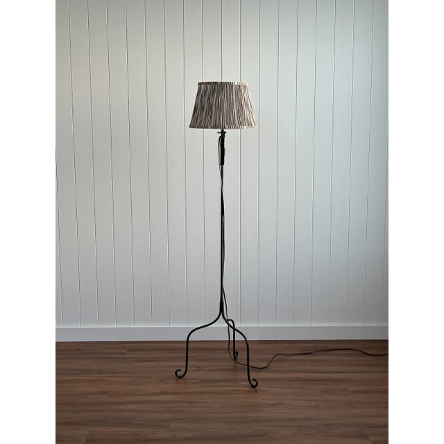 Mid 20th Century 1940s Wrought Iron Swing Arm Floor Lamp With Scroll Detailing For Sale - Image 5 of 16