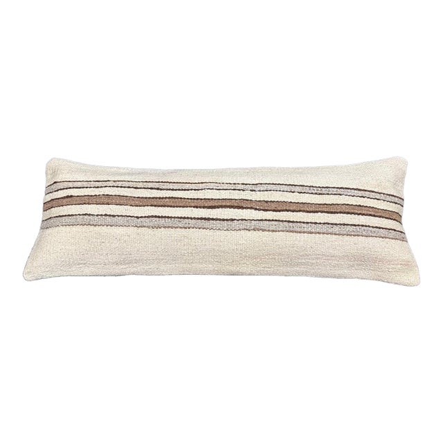 Turkish Hemp Pillow Cushion Natural Beige Brown Cushion Cover 14x40 For Sale