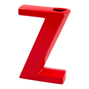 Space Age Red Z Letter Shaped Ceramic Solifleur Vase, Marcel Radureau France, Circa 1970