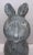“I Am Dreaming to Become a Play” Pottery Sculpture, gray/blue bunny rabbit, showroom floor sample
