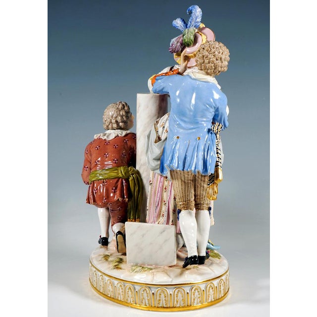 Rococo Large Meissen Roccoco the Approach Figurine attributed to J.C. Schoenheit, 1850 For Sale - Image 3 of 10