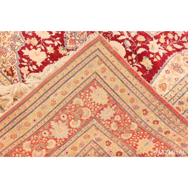 Persian Nazmiyal Collection 1900s Floral Antique Persian Silk Tabriz Area Rug For Sale - Image 3 of 5