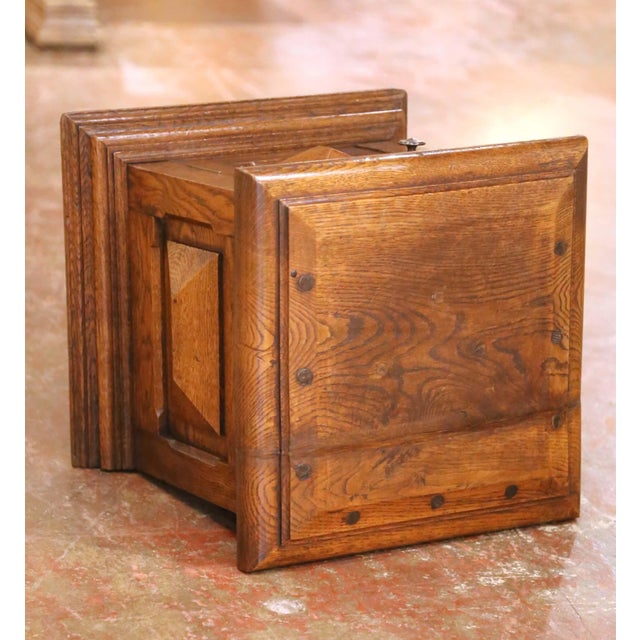 19th Century French Louis XIII Style Oak Pedestal Stand Cabinet For Sale - Image 9 of 10