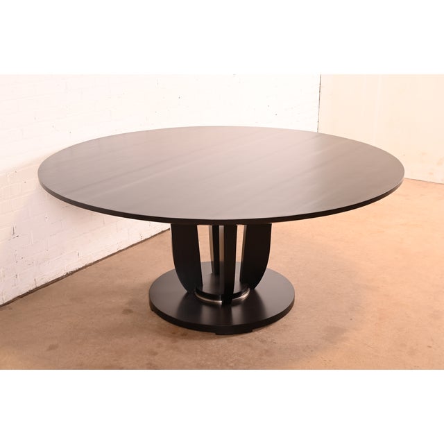Baker Furniture Company Barbara Barry for Baker Furniture Modern Art Deco Mahogany Pedestal Dining Table, Newly Refinished For Sale - Image 4 of 10