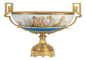 Centerpiece Bowl in Paris Porcelain and Gilt Bronze, 19th Century