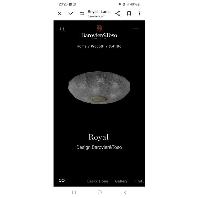 Ceiling Light in Brass and Dew Glass from Barovier and Toso, 1970s For Sale - Image 6 of 8