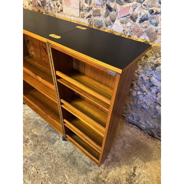 Brown Vintage Danish Teak Fold-Out Bar Drinks Cabinet, 1960s For Sale - Image 8 of 18