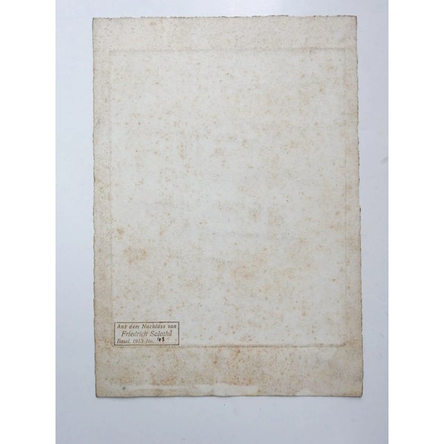 Antique circa 1913 aquatint on heavy paper by Fredrich Salathe (19th century) Switzerland. . Pastoral scene with steeple...